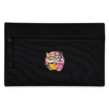 Chaton Kawaii Boba Chat buveur de thé au lait - Trousse - noir - Devant