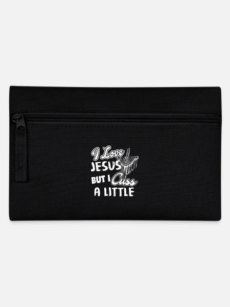 I Love Jesus But I Cuss A Little - Pencil Case - black