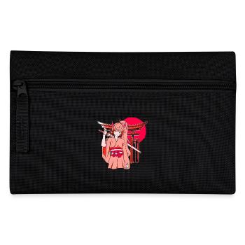 Kanji Katana Japanese Girl Ninja Samurai - Pencil Case - black - Front