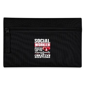 Social workers Problems are opportunities for creative people - Pencil Case - black - Front