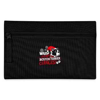 Warm Struggles Boston Terrier Cuddles Christmas - Pencil Case - black - Front