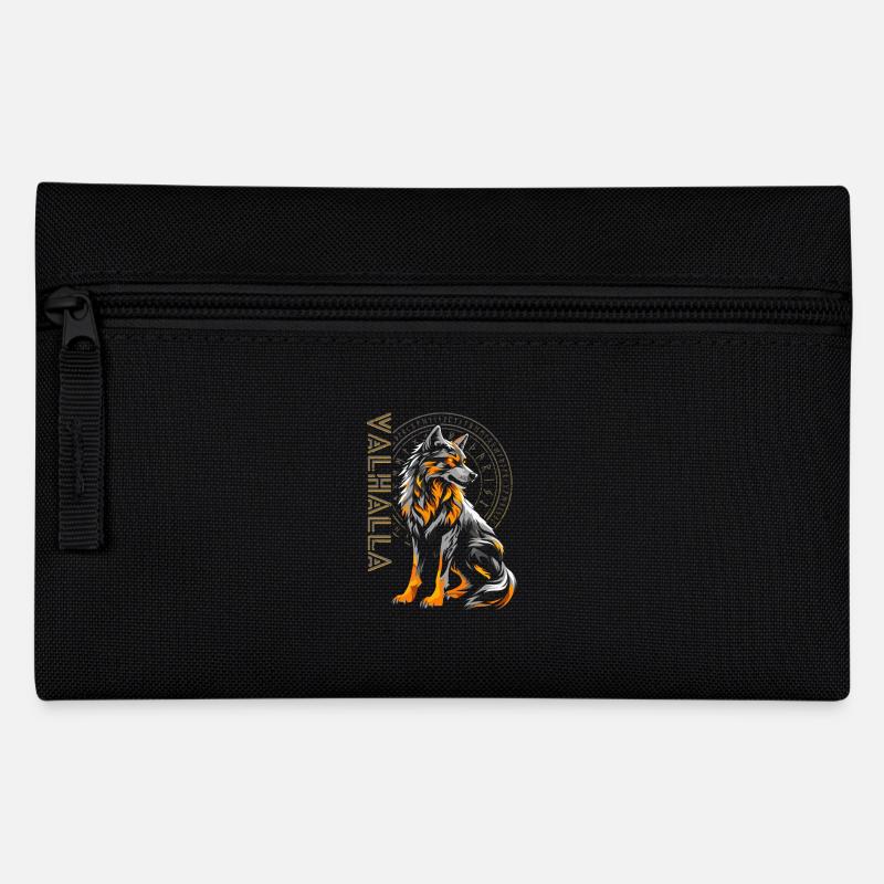 Wolf Vegvisir Nordische Runen Wikinger Walhalla - Federtasche - Schwarz