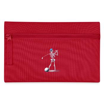 Halloween Golfer Golf spielen Golfschläger Skelett - Federtasche - Rot - Vorne