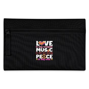 Love is my weapon, music is my religion, - Pencil Case - black - Front