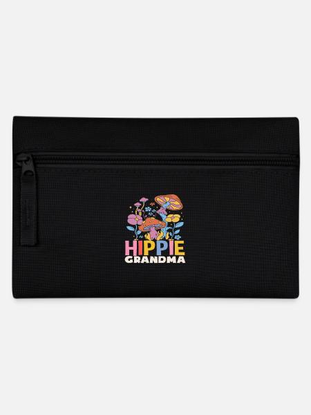 Hippie Oma Blumen und Pilze Retro - Federtasche - Schwarz