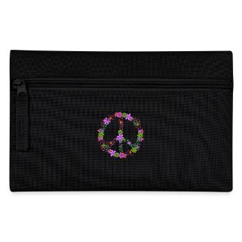 Blumen Peace Zeichen Vintage Stil - Federtasche - Schwarz - Vorne