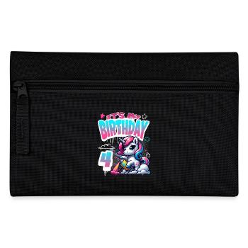 4ème anniversaire licorne graffiti fille - Trousse - noir - Devant