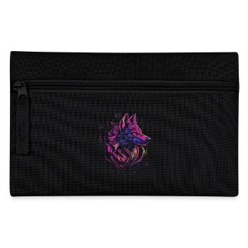 Wolf Wolfskopf Wölfe Wolfsrudel Natur Neon Bunt - Federtasche - Schwarz - Vorne