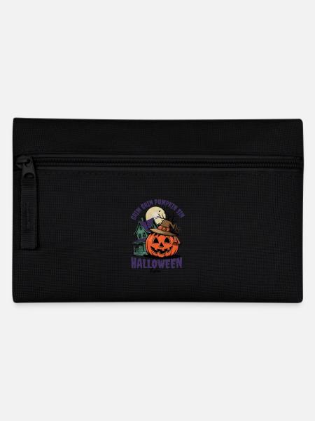 Grinsender Kürbis Halloween Outfit Damen - Federtasche - Schwarz