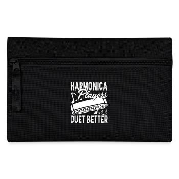 Harmonica Player Duet Better - Pencil Case - black - Front