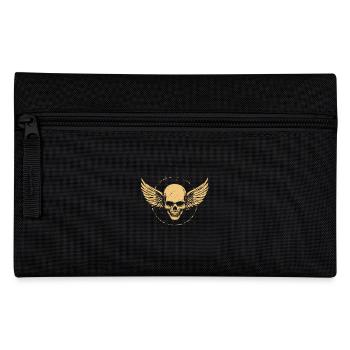 Skull with wings for bikers – retro style - Pencil Case - black - Front