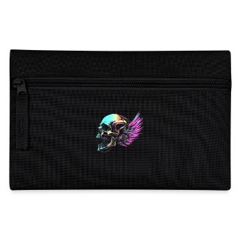 Skull with wings for bikers – colorful retro look - Pencil Case - black - Front
