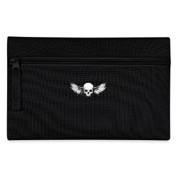 Skull with wings for bikers – crack design - Pencil Case - black - Front