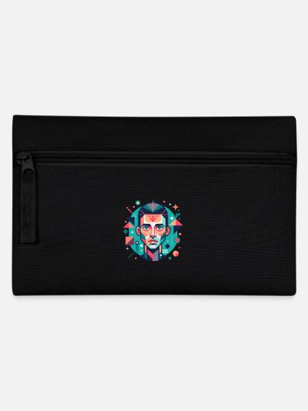Geometric Face Portrait - Pencil Case - black