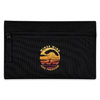 Wings, Wind and Freedom - Flieger Spruch - Federtasche - Schwarz - Vorne