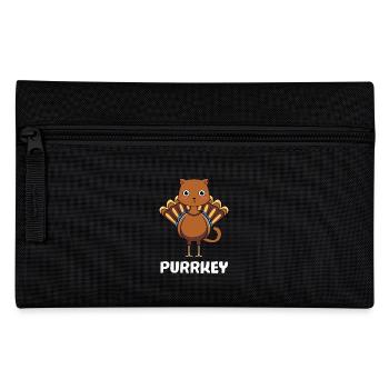 Purrkey - Lustiges Katzen Truthahn Outfit - Federtasche - Schwarz - Vorne