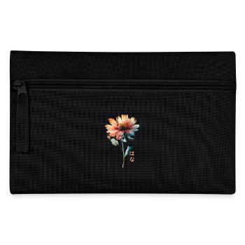 Watercolor Flower with Japanese Text Watercolor - Pencil Case - black - Front