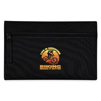 Life is awesome, biking makes it better - Bike - Pencil Case - black - Front