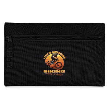 Life is awesome, biking makes it better - Bike - Pencil Case - black - Front