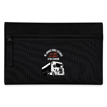 Fille au volant d'un camion. Cadeau cammioneuse - Trousse - noir - Devant