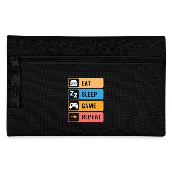 Essen Schlafen Zocken Wiederholen – Gamer Spruch - Federtasche - Schwarz - Vorne