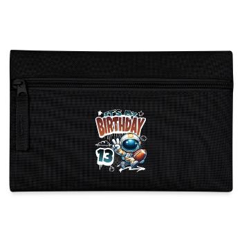 Astronaut 13th Birthday Football - Pencil Case - black - Front