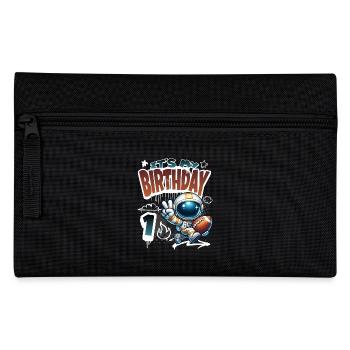 Astronaut 1st Birthday Football - Pencil Case - black - Front