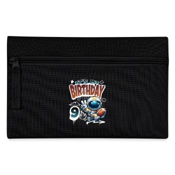 Astronaut 9th Birthday Football - Pencil Case - black - Front