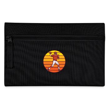 Rugby Fußballer Retro Sonnenuntergang Fußball - Federtasche - Schwarz - Vorne