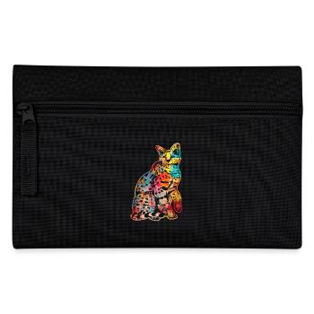 Funny Savannah Cat Colorful - Pencil Case - black - Front