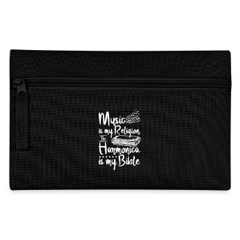 Music is my religion, the harmonica is my bible - Pencil Case - black - Front