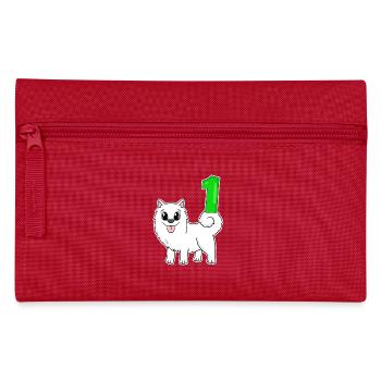 Zahl 1 Nummer Eins - Samojede Hund Motiv - Federtasche - Rot - Vorne