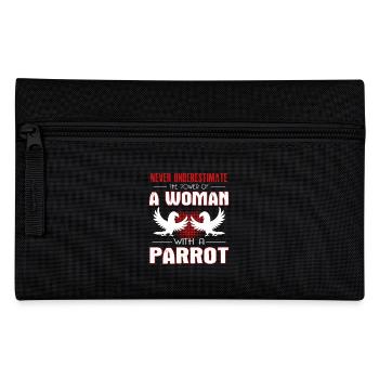 The Power Of A Woman With A Parrot - Pencil Case - black - Front