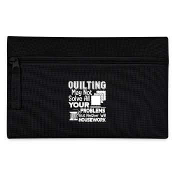 Quilting Solves Your Housework - Pencil Case - black - Front