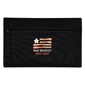 Make Breakfast Make Great Again Schweinespeck - Federtasche - Schwarz - Vorne