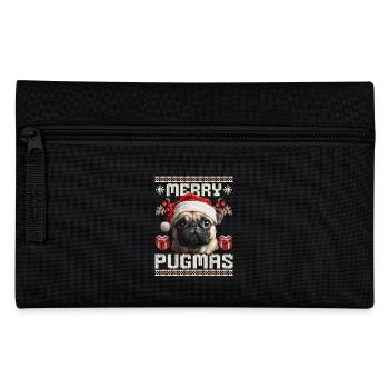Merry Pugmas Mops im Ugly Christmas Style - Federtasche - Schwarz - Vorne