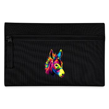Donkey in Colorful Popart Colors Domestic Donkey Riding - Pencil Case - black - Front