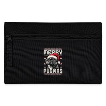 Funny Pug Merry Pugmas Ugly Christmas Design - Pencil Case - black - Front
