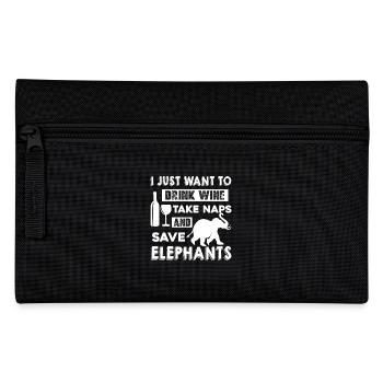 Drink Wine Take Naps And Save Elephant - Pencil Case - black - Front