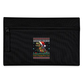T-Rex Joyeux Crise Weihnachten Noël laid - Trousse - noir - Devant