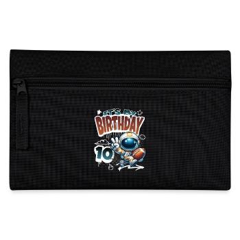 Astronaut 10th Birthday Football - Pencil Case - black - Front