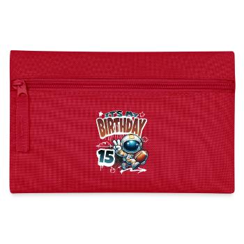 Astronaut 15th Birthday Football - Pencil Case - red - Front