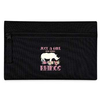 Simply a girl who loves rhinos flowers - Pencil Case - black - Front