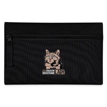 Crazy American Shorthair Lady Cat Kitten Mother - Pencil Case - black - Front
