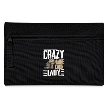 Crazy Maine Coon Lady Mother Kitten Cat - Pencil Case - black - Front