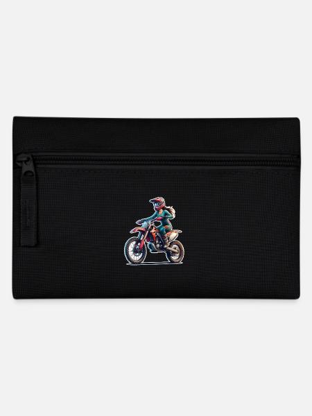 Motocross Women Girls Girl - Pencil Case - black