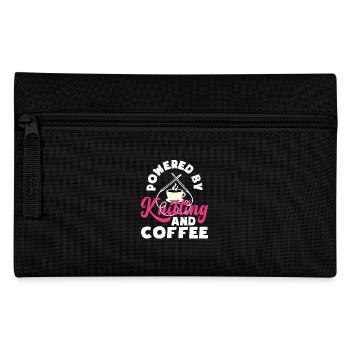 Angetrieben Von Stricken Und Kaffee - Federtasche - Schwarz - Vorne