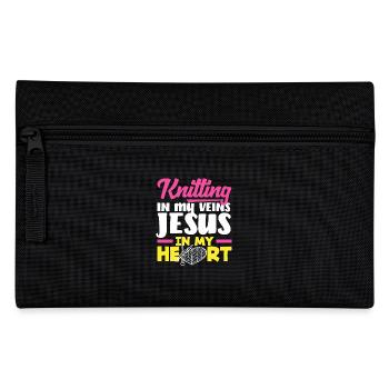 Le tricot dans mes veines, Jésus dans mon cœur - Trousse - noir - Devant