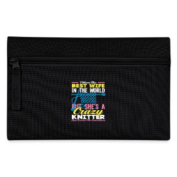 Best woman in the world knitting crazy - Pencil Case - black - Front
