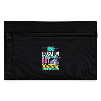 Bildung Ist Wichtig Aber Stricken Ist Wichtiger - Federtasche - Schwarz - Vorne